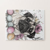 Osterblüte im Mops Puzzle (Horizontal)