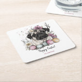 Osterblüte im Mops Rechteckiger Pappuntersetzer (angewinkelt)