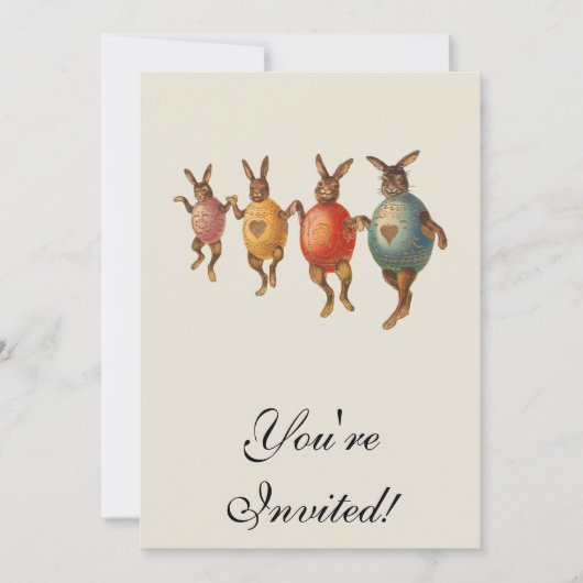 Osterblüte tanzende Eier Einladung (Vorderseite)