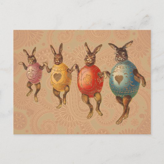 Osterblüte tanzende Eier Feiertagspostkarte (Vorderseite)