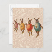 Osterblüte tanzende Eier Feiertagspostkarte (Vorne/Hinten)