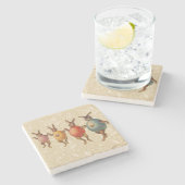 Osterblüte tanzende Eier Steinuntersetzer (Seitenansicht)