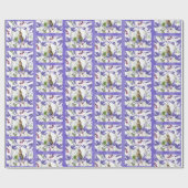 Osterblüte, violette Blumen Wasserfarbe Geschenkpapier (Flach)