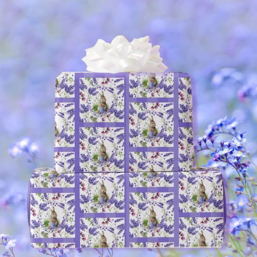 Osterblüte, violette Blumen Wasserfarbe Geschenkpapier
