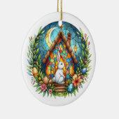 Osterblüteneier Gesteinigte Glass-Blume Keramik Ornament (Rechts)