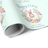 Osterblütenfarbe Hellgrün Individuelle Name Geschenkpapier (Rolleneckpunkt)