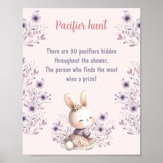 Osterblütenpink Kinderdusche Schnuller Jagd Poster (Vorne)