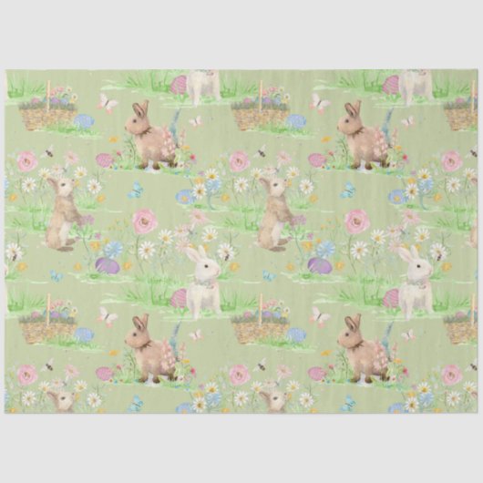 Osterblütenschmetterling Minze Grün Decoupage Seidenpapier (Vorderseite)