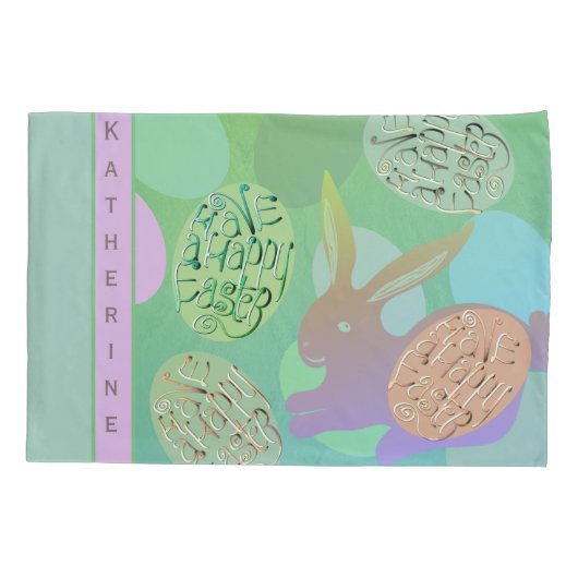 Osterblütler Pastell Eier Pillowcase Kissenbezug (Rückseite-Links)