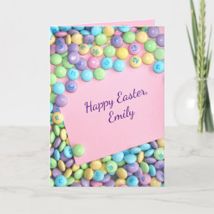 OsterBonbons auf rosa Papier Weihnachtskarte Feiertagskarte