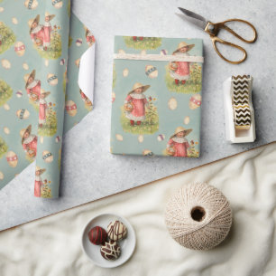 Osterbonnet Girl Wrapping Paper Geschenkpapier