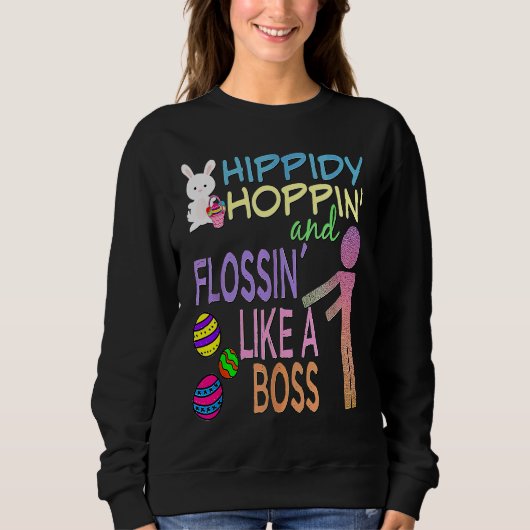 Osterboss Hase & dekorierte Eier Sweatshirt (Vorderseite)