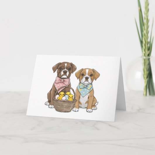 Osterboxer Hunde Feiertagskarte (Vorderseite)
