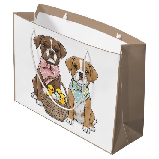 Osterboxer Hunde Große Geschenktüte (Rückseite Schrägansicht)