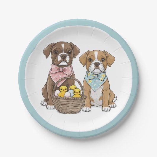 Osterboxer Hunde Pappteller (Vorderseite)