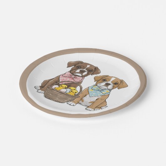 Osterboxer Hunde Pappteller (Schrägansicht)