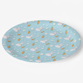 Osterbraun, Ei und Karottenmuster Ausschnitt-Papie Pappteller (Schrägansicht)