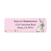 Osterbraun Pastellfarben Pink-Adressenmarken (Vorne)