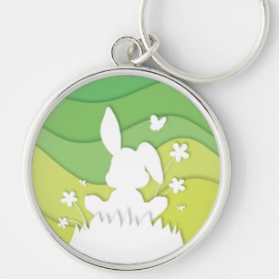 Osterbraun schneidet grüne Natur Frühling Schlüsselanhänger