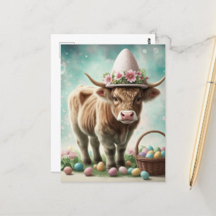 Osterbraune Highland Cow Postkarte