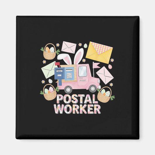 Osterbriefträger-Hase Postmitarbeiter Süße Post Magnet (Vorne)