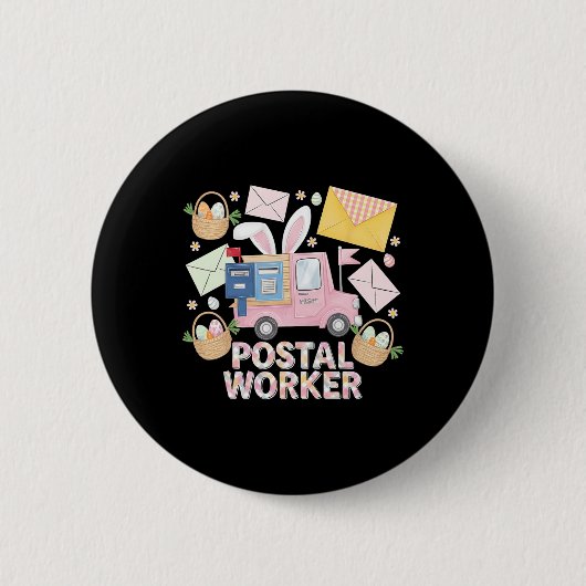 Osterbriefträger-Hase Postmitarbeiter Süßer Postdi Button (Vorderseite)