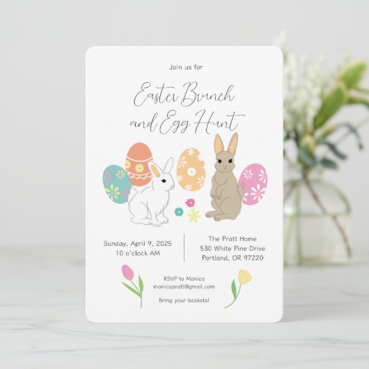 Osterbruch und Eierjagd Einladung (Stehend Vorderseite)