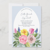 Osterbruch und Eierjagd Wasserfarbe, blau Einladung (Vorderseite)