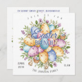 Osterbrunch - Blume für Bunny und Ostereier Einladung (Vorne/Hinten)