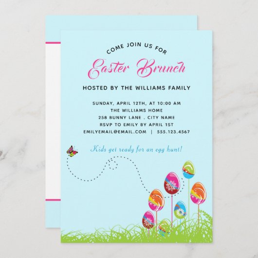 Osterbrunch Blumeneier Modern Custom Einladung (Vorne/Hinten)