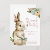 Osterbrunch & Bubbly Einladung Pastelkaninchen (Vorne/Hinten)