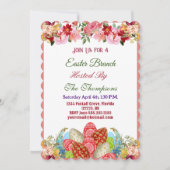 Osterbrunch Dekorative Eier Blumengrün Niedlich Einladung (Vorderseite)