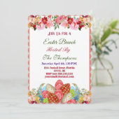 Osterbrunch Dekorative Eier Blumengrün Niedlich Einladung (Stehend Vorderseite)