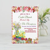 Osterbrunch dekorative Eier mit Blumenbeete Einladung (Stehend Vorderseite)