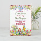 Osterbrunch Dekorative Eierkuchen Puppe Picknick F Einladung (Stehend Vorderseite)