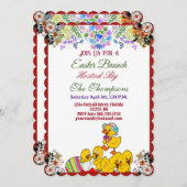 Osterbrunch Dekoratives Ei Chick Blumengrün Einladung (Vorne/Hinten)