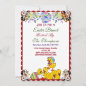 Osterbrunch Dekoratives Ei Chick Blumengrün Einladung (Vorderseite)