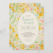 Osterbrunch Ditsy Wasserfarbe Frühlingsblumen Einladung (Vorne/Hinten)
