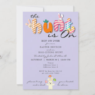 Osterbrunch Egg Hunt Bunny Colorful Lavendel Einladung