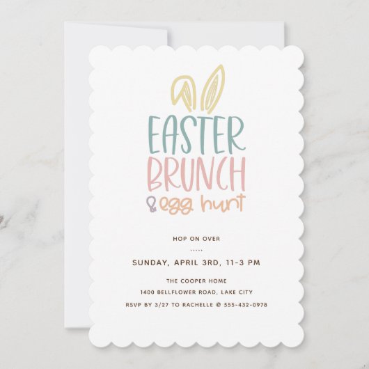 Osterbrunch Egg Hunt Bunny Ears Einladung (Vorderseite)