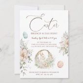 Osterbrunch Egg Hunt Bunny Floral Einladung (Vorderseite)