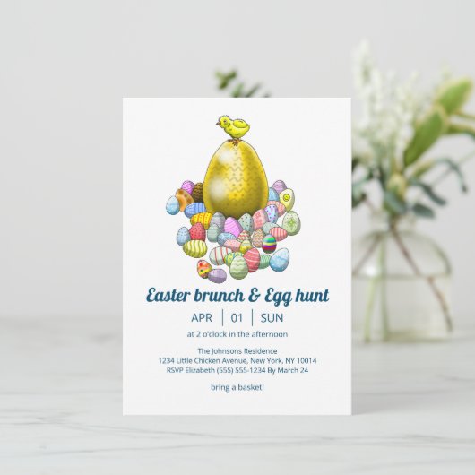 Osterbrunch & Egg Hunt Ostern Einladung (Stehend Vorderseite)