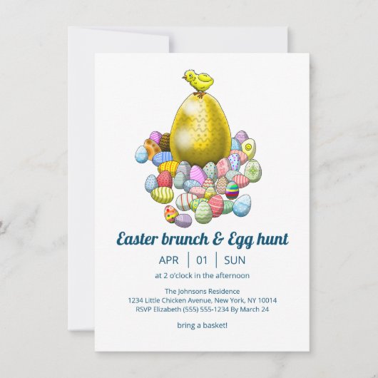 Osterbrunch & Egg Hunt Ostern Einladung (Vorderseite)