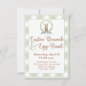 Osterbrunch & Egg Hunt Rabbit Einladung Gingham (Vorderseite)