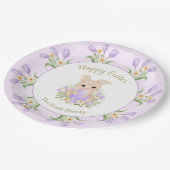 Osterbrunch Egg Jagd Lila Tulpen Sonnenname Pappteller (Schrägansicht)