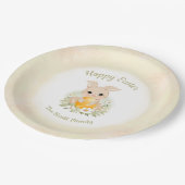 Osterbrunch Ei Hunt Gelbe Hase Name Pappteller (Schrägansicht)