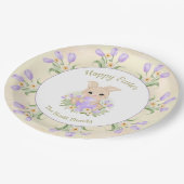 Osterbrunch Ei Hunt Gelbe Lila Name Pappteller (Schrägansicht)