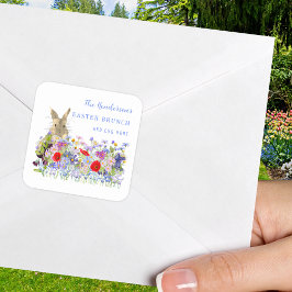 Osterbrunch Ei Hunt Niedlich Bunny Floral Custom Quadratischer Aufkleber