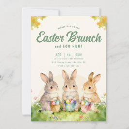 Osterbrunch-Eier-Suche-Pastell-Wasserfarbe Hase Einladung