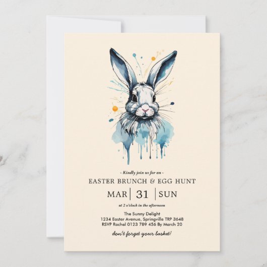 Osterbrunch & Eierjagd | Aquarell Einladung (Vorderseite)